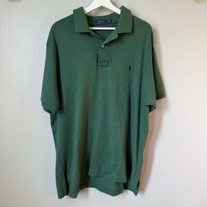 Polo Ralph Lauren Mens Big & Tall 1XB Shirt Green Polo Classic Fit Blue Pony